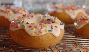 Assorted Casey's donuts with sugar, frosting, and sprinkles